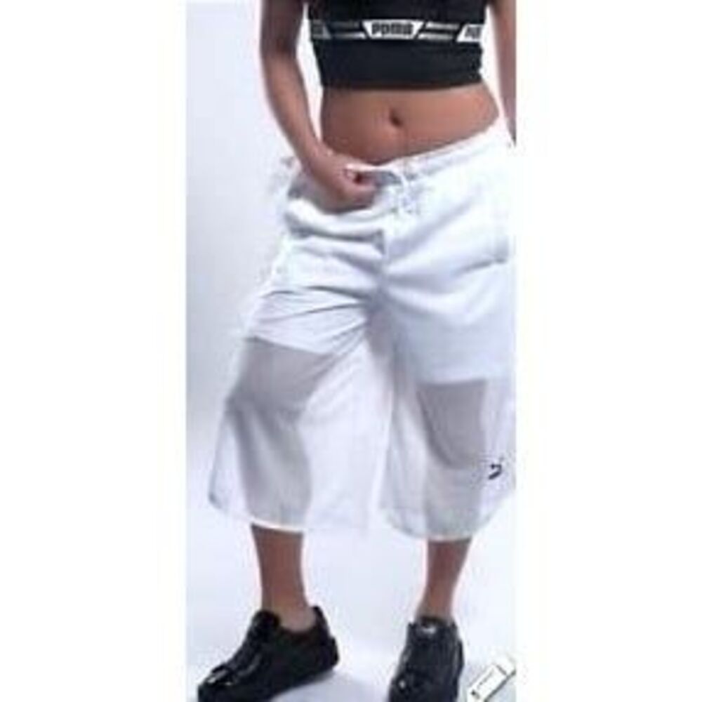 Puma Womens Shorts White S Xtreme Mesh Drill Ruffle Drawstring